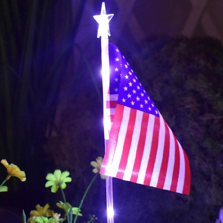 Solar American National Flag Led Light Indoor Outdoor Garden Yard Patio