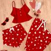 Hot-selling Women's Loungewear Love Printing Suspenders Shorts Thin Pit Strips Can Be Worn Outside European Beautiful Women's Pajamas