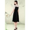 New Chinese Style Knot Button Polka Dot Faux Two-Piece Midi Dress
