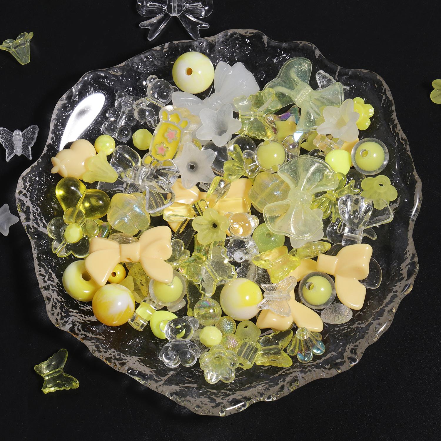 30g/lot Acrylic Beads Star Heart Butterfly Mixed Y2K Loose Spacer Bead for Jewelry Making DIY Bracelets Necklace Accessories 30g