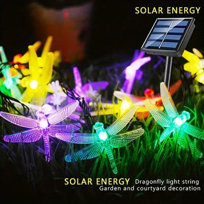 Güneş Enerjili LED Yusufçuklu Dize Işıklar Su Geçirmez Dış Mekan Peri Bahçesi Lambası Noel Düğün Bahçe Tatil Dekorasyonu için 8 Modlu
