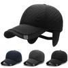 Fashion Diamond Grid Ear Protection Baseball Cap Winter Middle-aged and Elderly Warm Hat Leisure Travel Outdoor Hats Golf Caps