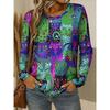 Fashion Women Long Sleeve Tops Casual Graphic Animal LeopardTee Shirt Blouse Crewneck Fall Winter Streetwear Style Y2K Pullover