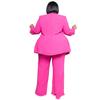 European & American Plus Size Women's Professional Casual Two-Piece Set - Long Sleeve Top & Pants with Tie