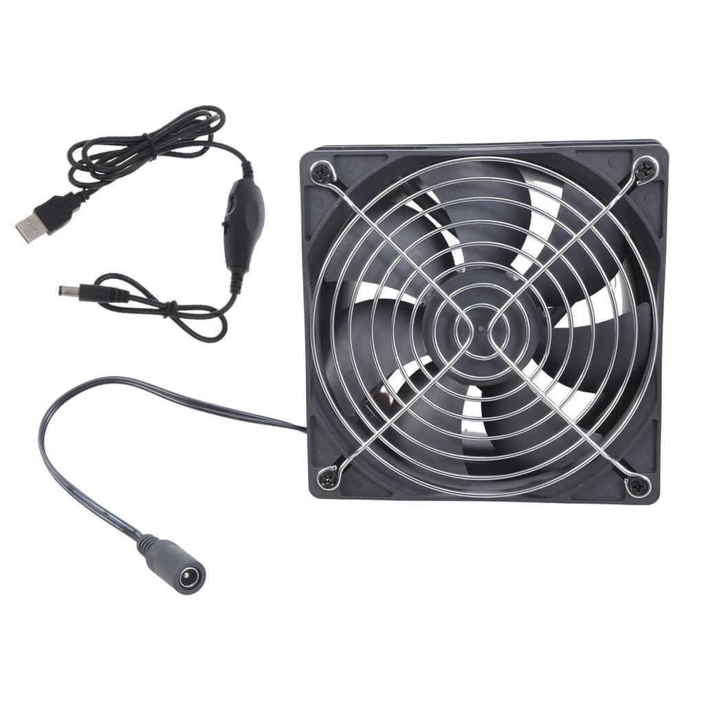 12cm 5V Extractor Fan Low Noise Inline Duct Hydroponic Air Blower Exhaust Fan for Home Bathroom Grow Room Ventilation