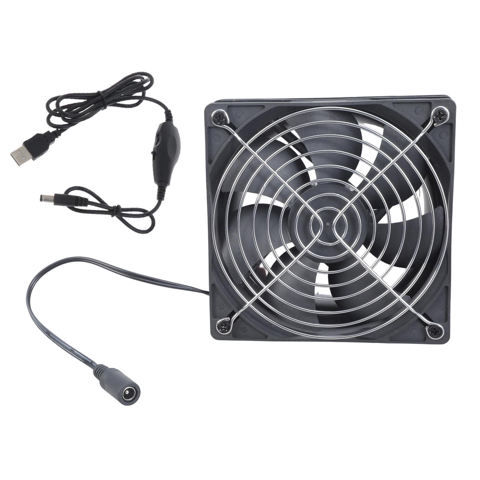 

12cm 5V Extractor Fan Low Noise Inline Duct Hydroponic Air Blower Exhaust Fan for Home Bathroom Grow Room Ventilation 1