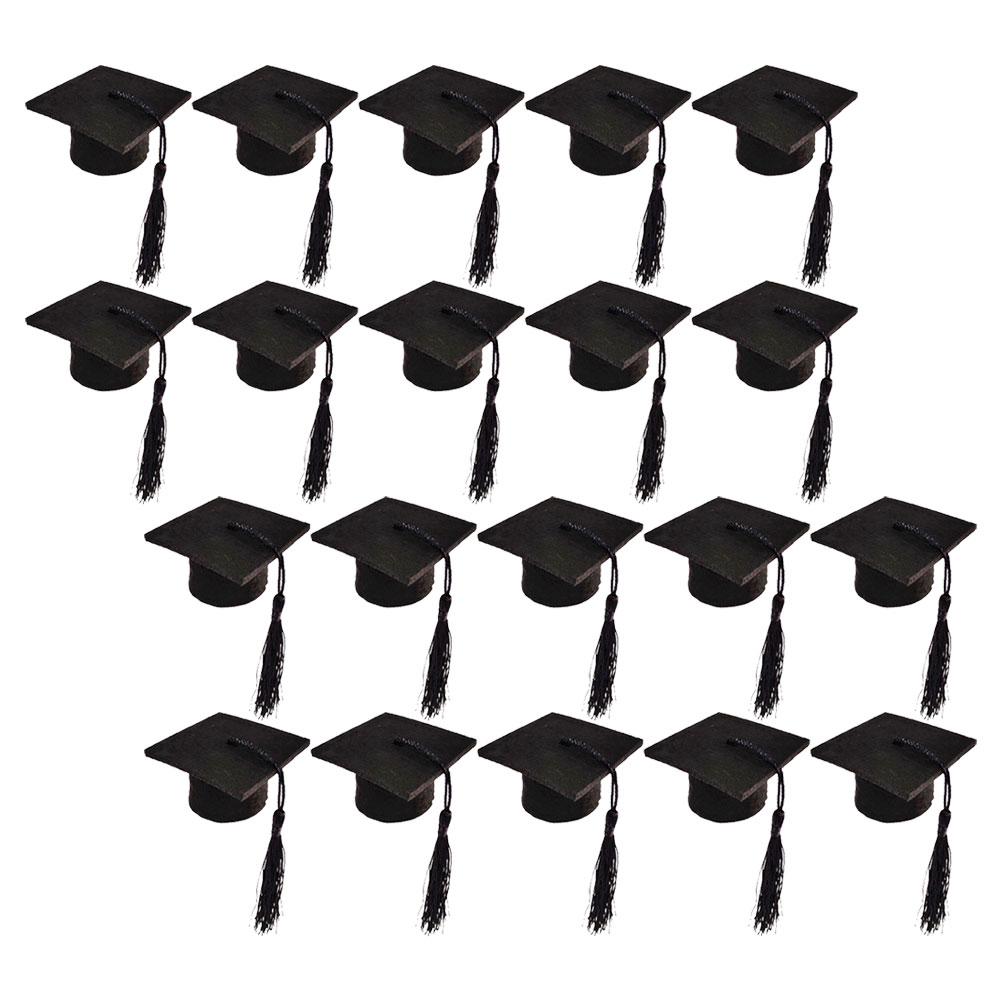 

20 Pcs Mini Doctor Hat Graduation Bottle Topper Cover for Caps Gift Wristband Small Toppers чёрный