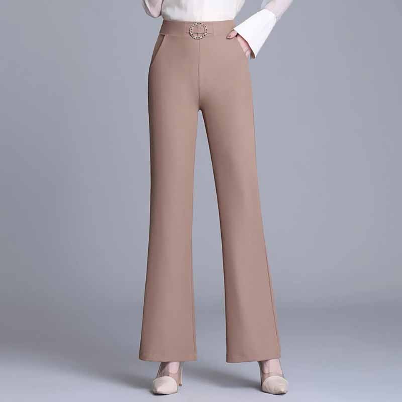 

Елегантні вузькі брюки-кльош корейські літні модні шикарні брюки абрикосового кольору на талії XL хакі