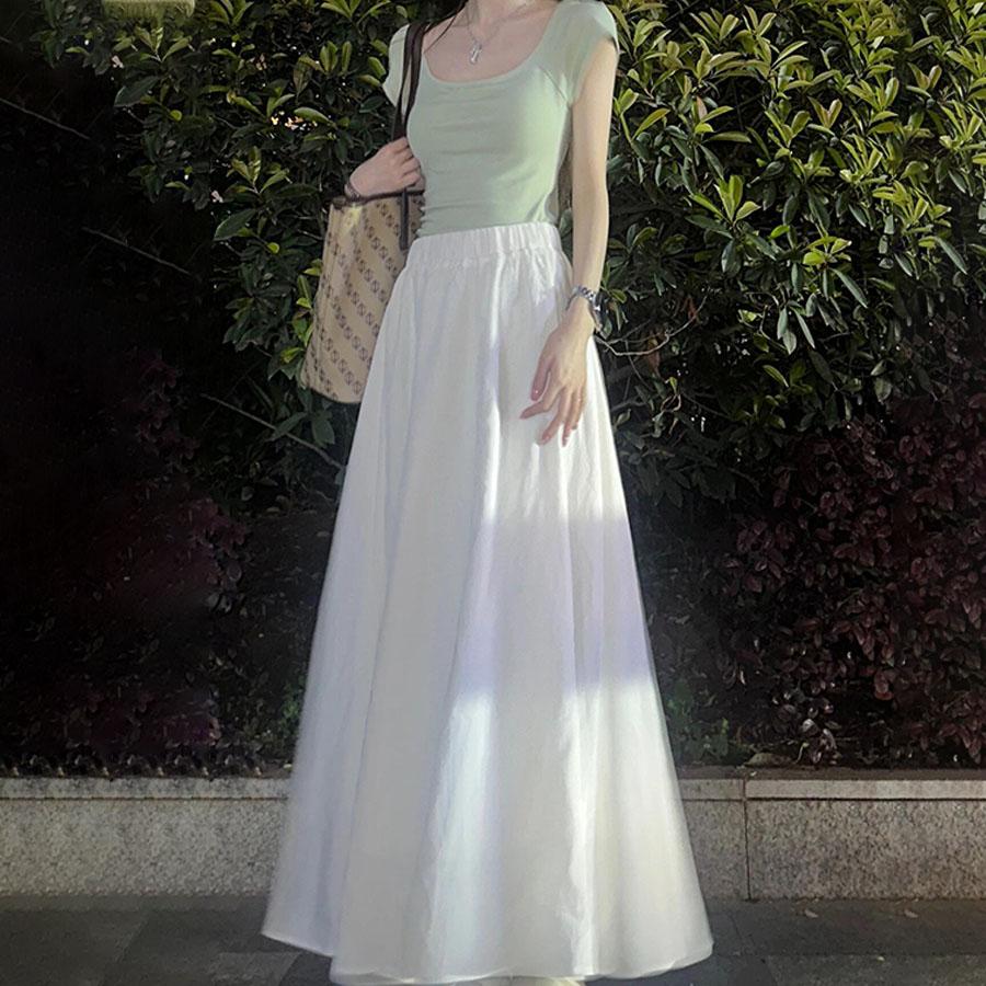 Damen Frühling/Sommer Weicher Stil Weiß High-Waist Slim-Fit Midi-Rock - Eleganter Femininer Halbrock