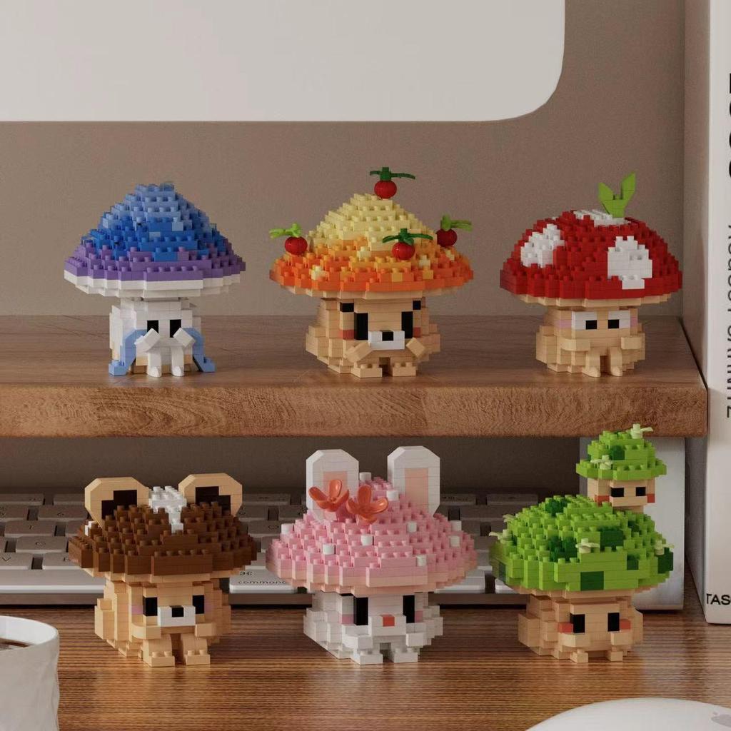 New Mushroom Rabbit Model 7249-7254: Cute Micro-Particle Toy Building Blocks