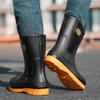 Water Shoes New Men's Rain Shoes Non-slip Rain Boots Medium Tube Fashion Rubber Shoes Foot Size