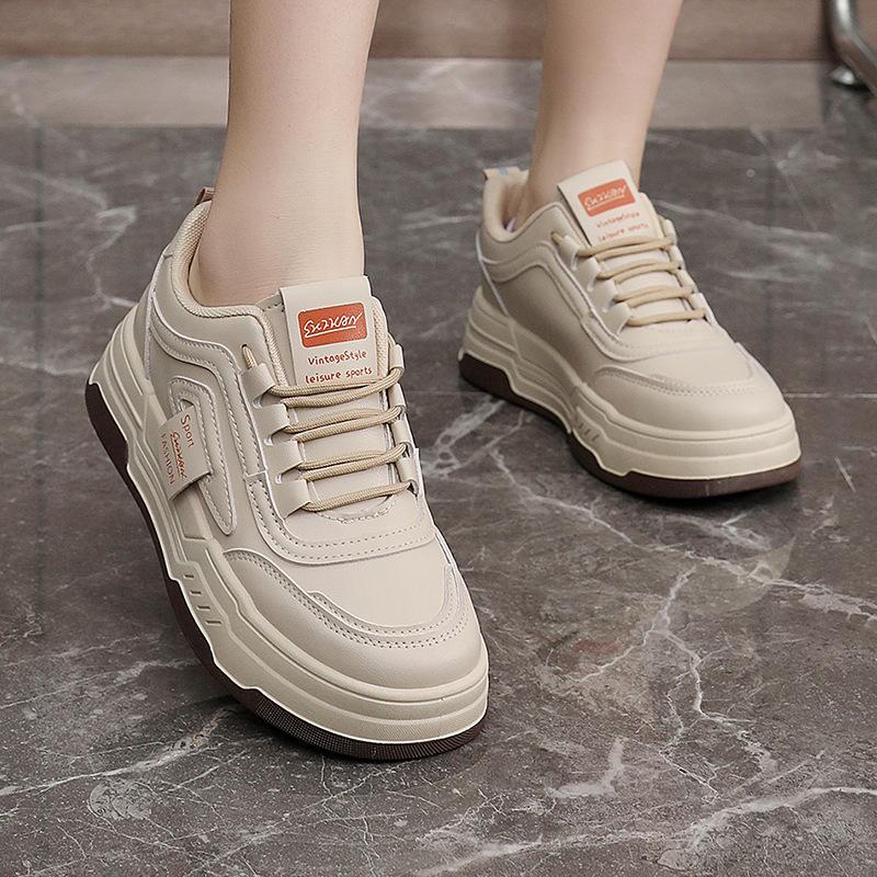W5517 New Color Matching  Spring Color Matching Casual Leather Women's Shoes Thick Bottom Increased Korean Wear-Resistant Breathable Ins