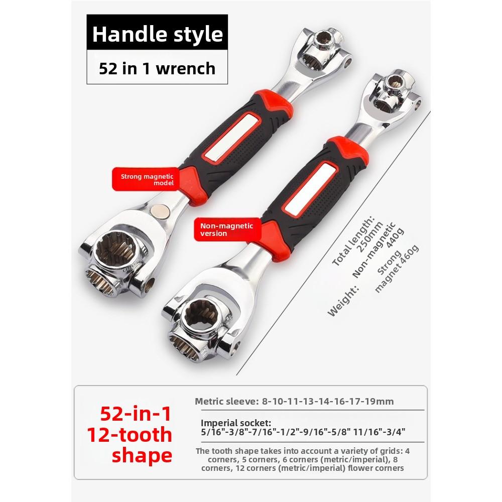 

52in1 Socket Wrench Set Hex Torx Screwdriver Bits 8-21mm Automotive Repair Tool Kit Professional 52-in-1 (non-magnetic handle) 1 piece