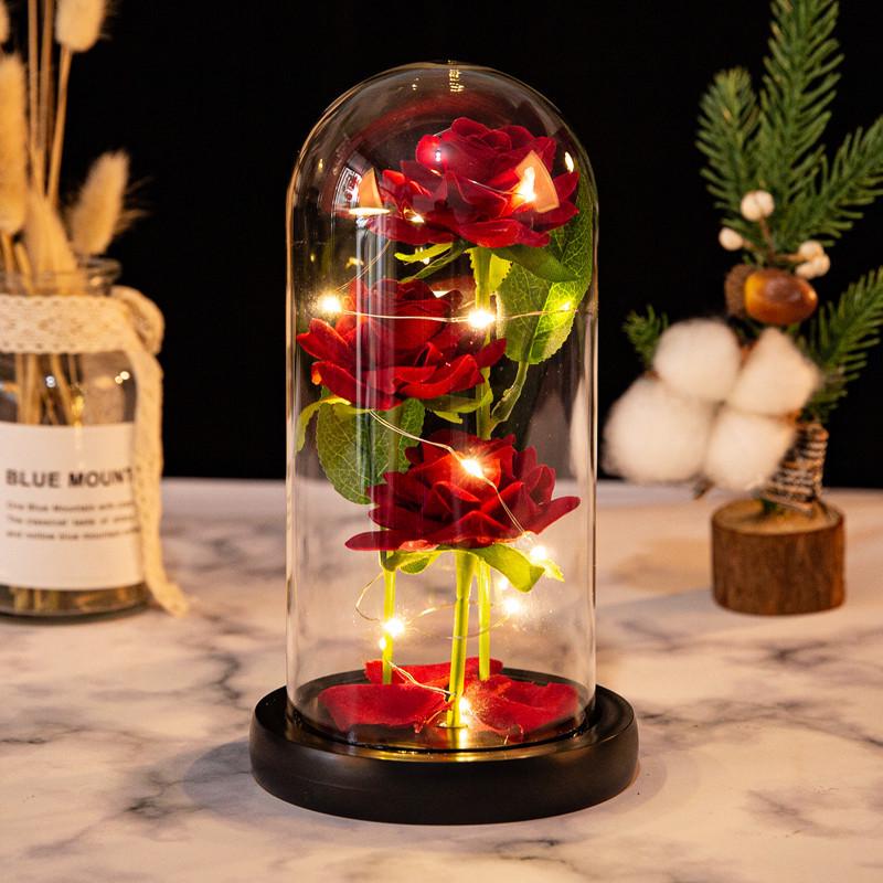

Preserved Rose Glass Dome Night Light - Valentine s Day & Christmas Ornament