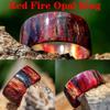 Natural Rainbow Opal Ring Fire Opal Ring Carbon Fiber Lining Iridescent Color Changing Opal Rings for Women Engagement Jewelry Anniversary