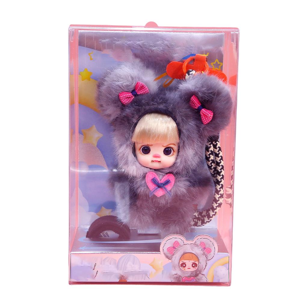 Soft Plush Doll Keychain with Silicone Face Cute Character Design Adjustable Strap for Bag Phone Accessories Pendant Decoration