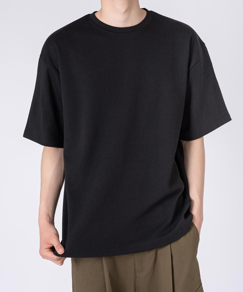 UNDEROFF Oversized Crew Neck Plain Short Sleeve T-Shirt Black