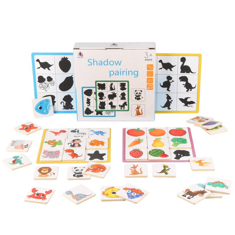 Montessori Wooden Logic Thinking Pairing Puzzle Cognitive Board - Fruit & Animal Matching Educational Enlightenment Game