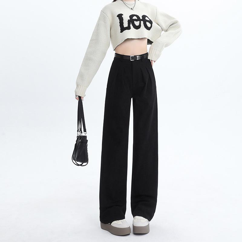 

Suit Pants for Women In Spring, Autumn and Winter High Waist Droop Loose Casual Floor Pants Chenille Wide-leg Pants XL