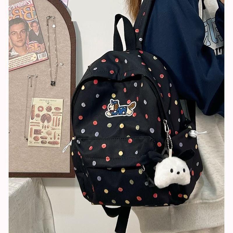 

JK Japan fashion Ins Schoolbag Women Junior High School Student Good-looking Niche Design Sense Primary School Student Cute Backpack Travel Bag Black Star Dog small size [with Pacha]]