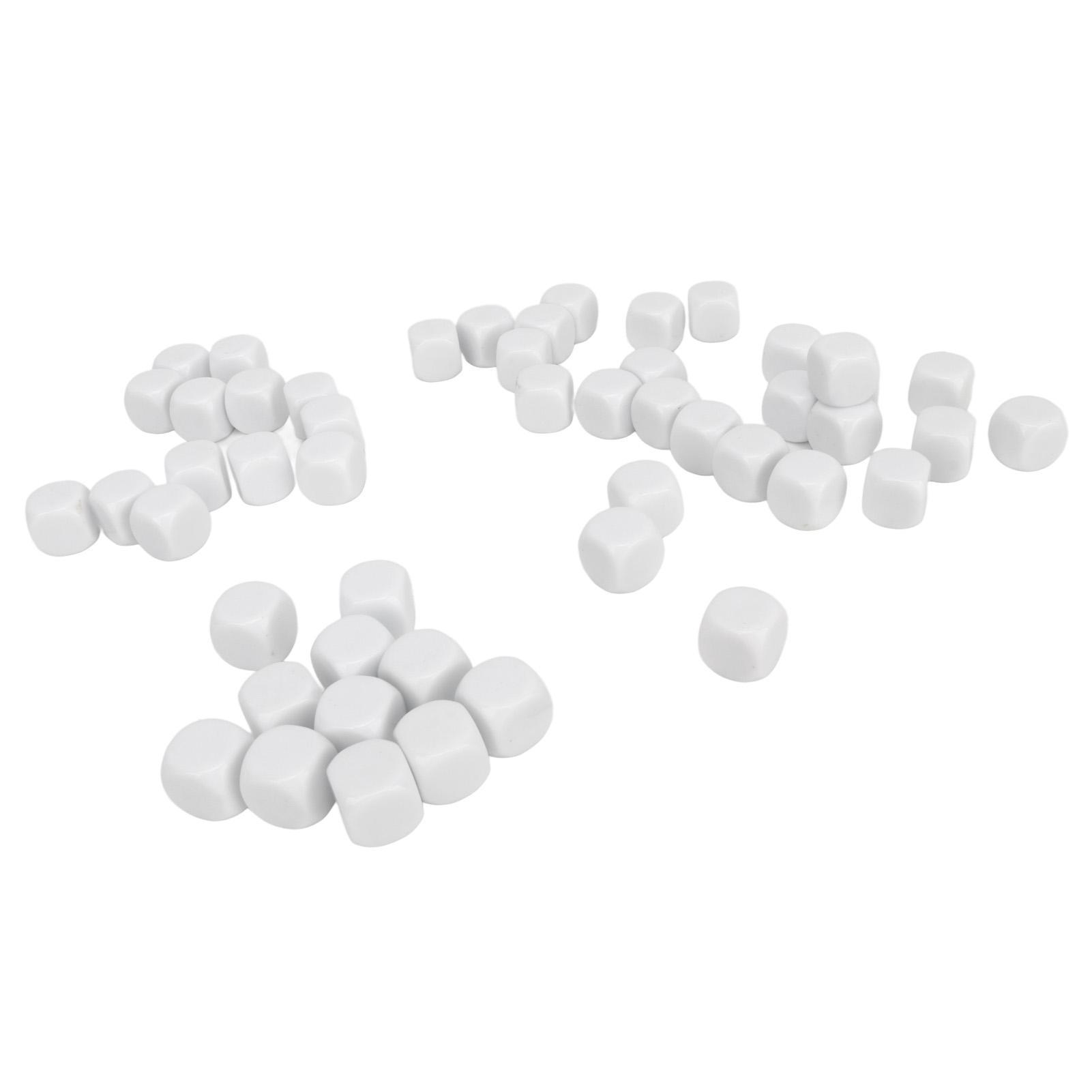 

50PCS Blank Six Sided Dice Round Corner Plastic 0.6in Dice for Board Games Sticker Math Tching Party