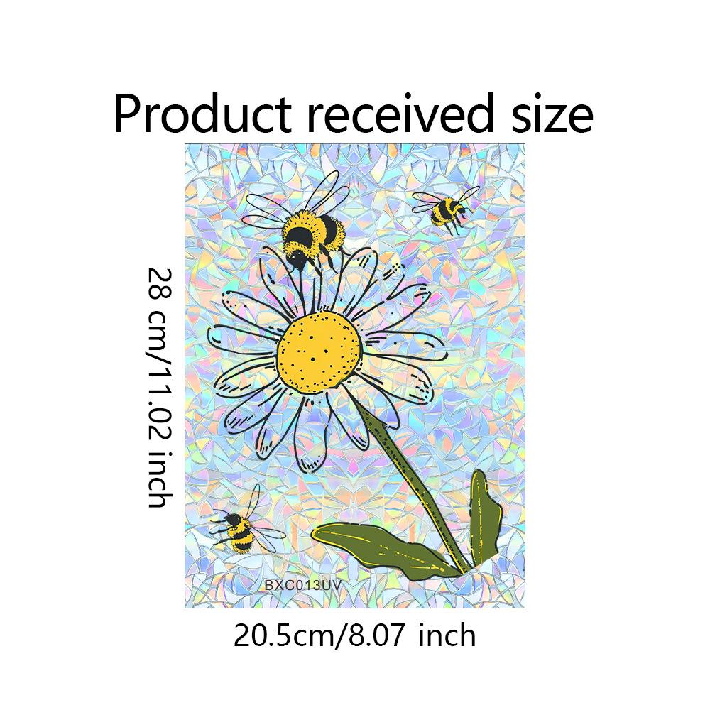 Cartoon Little Bee Daisy Balcony Home Decoration Glass Doors and Windows Static Window Stickers