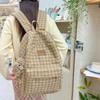 Plaid Pattern Backpack For High School And College Students With Large Capacity And Relief Features