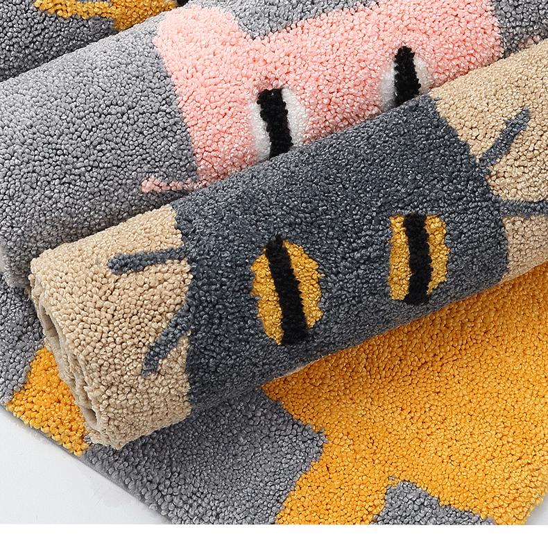 Cartoon Jacquard Non-Slip Floor Mat - Absorbent Foot Pad for Entrance, Bathroom, Bedroom, or Kitchen