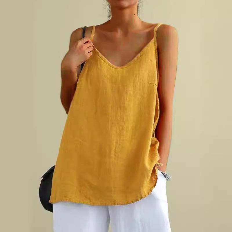 Cotton and Linen Camisole Loose and Versatile Top
