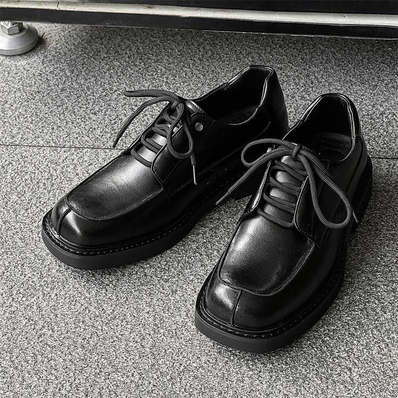 Fashion Office Men Business Casual Leather Shoe Non Slip Platform Oxfords Shoes Lace-up Career Dress Shoes Classic Formal Dress Footwear