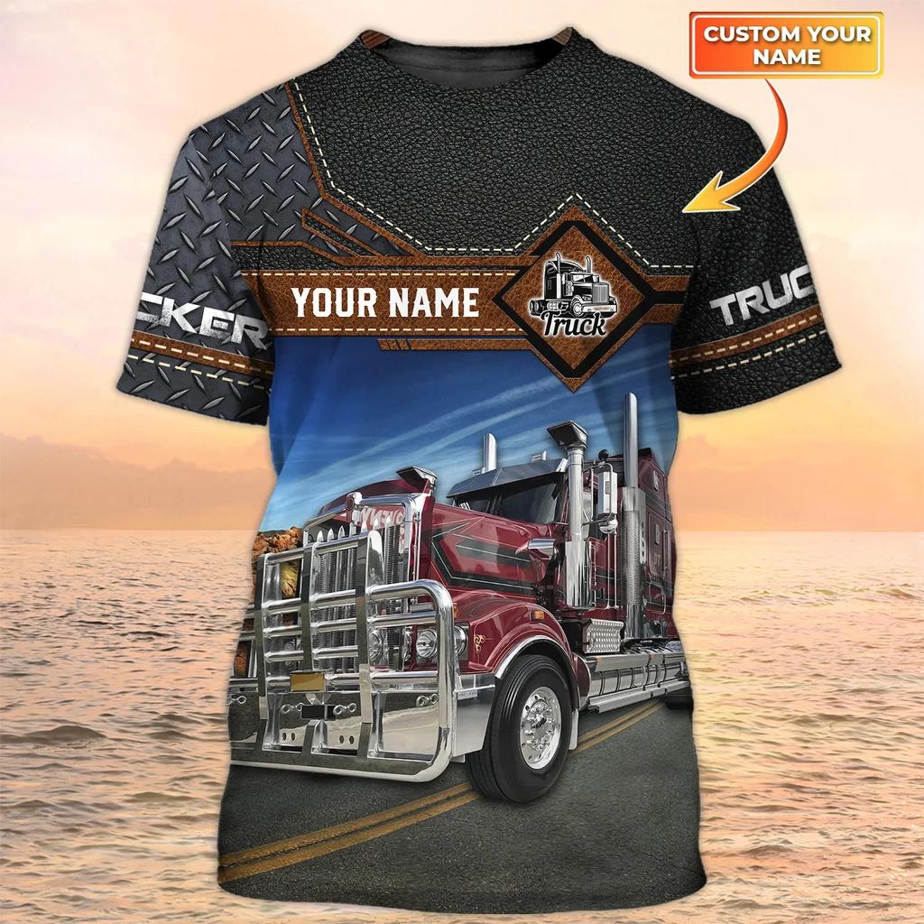 Camion Stampa 3D T Shirt Uomo Estate O-collo Manica Corta Oversize Top Casual Tee Allentato Streetwear Unisex Harajaku