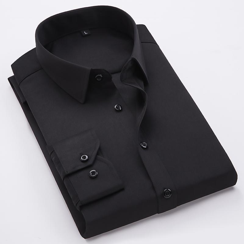 2024 High Quality Stretch Anti-Wrinkle Men Shirts Long Sleeve Dress Shirts For Male Slim Social Business Blouse Solid Color Shirt