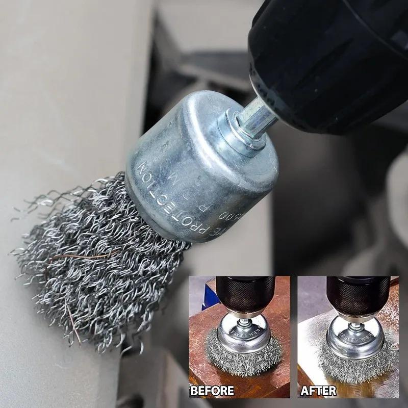 10 Sizes Wire Wheel Brush Drill Attachment Cleaning Polishing Metal Rust Removal Brushes Rotary Cleaning Accessories Tools