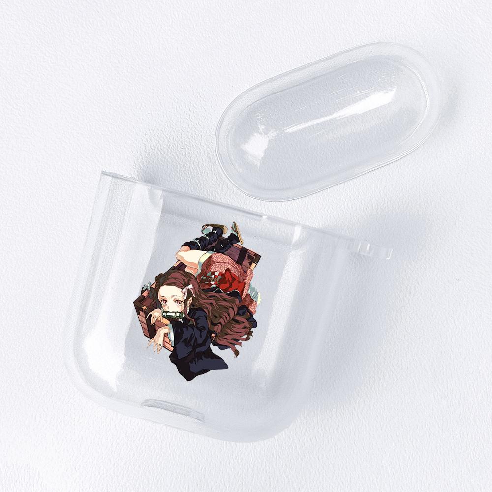 Demon Slayer Nezuko Zenitsu Tanjirou Transparent Airpods-veske for Funda Airpods 2/1-deksel Kimetsu No Yaiba Soft TPU-veske Coque