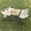 Portable Carbon Steel Folding Table & Chair Set for Camping, Dining, Coffee Shops, and Snack Stalls