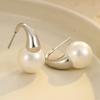 GEMCHIC Women's Elegant Faux Pearl Drop Earrings Stainless Steel Gold Silver Plated Hoop Dangle Jewelry for Wedding Party