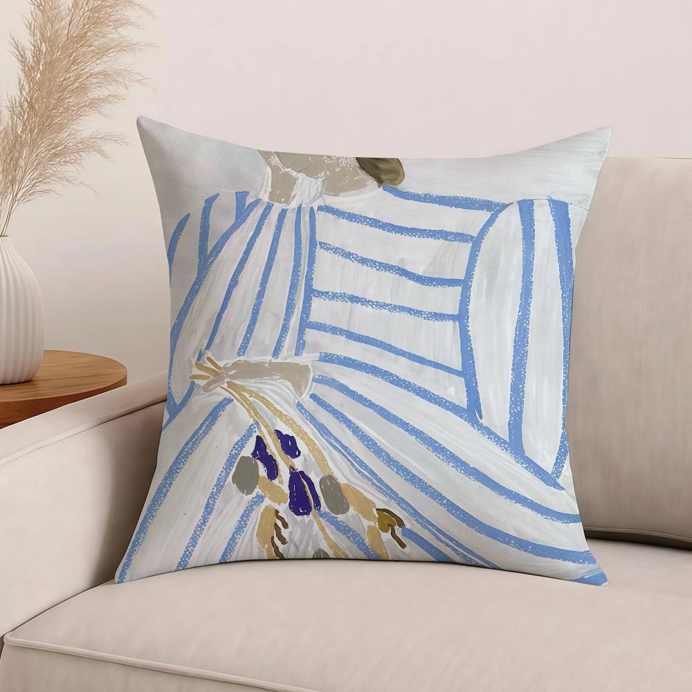Scandinavian Art Geometric Abstract Line Girl Pillow Case Office Cushions Suitable For Sofa Car Bedroom Decorative Cushion Cover