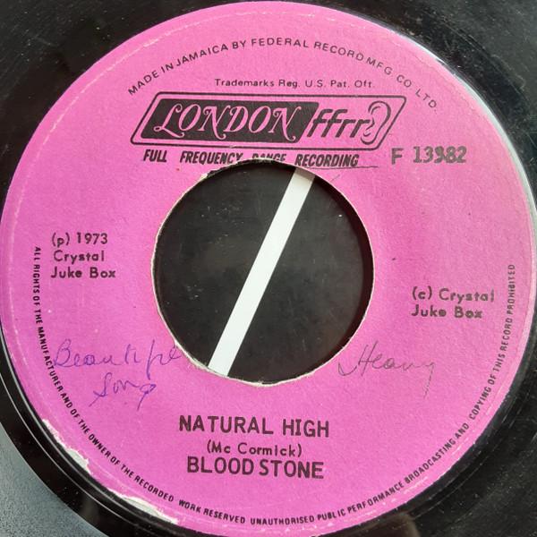 

7-дюймовая пластинка BLOODSTONE Натуральный Высокий Эта штука тяжелая F13382 London Records 1973 Ямайка SoulFunk Б/у