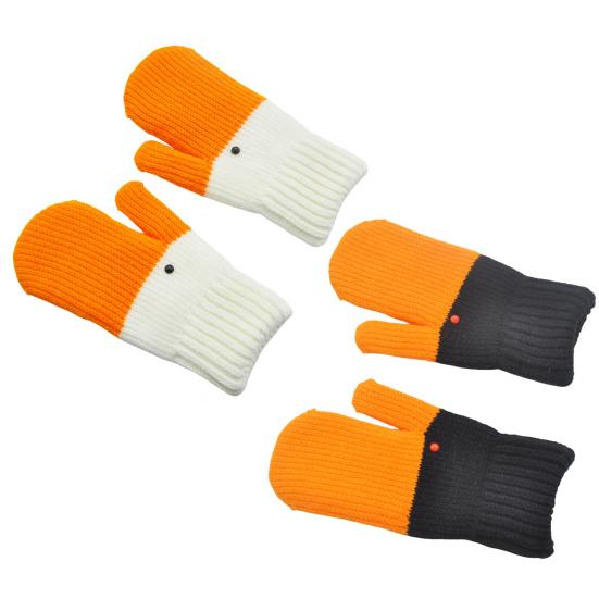 1 Pair Funny Knitted Gloves Goose Design Thickened Plush Lining Warm Gloves Non-Slip Performance Props