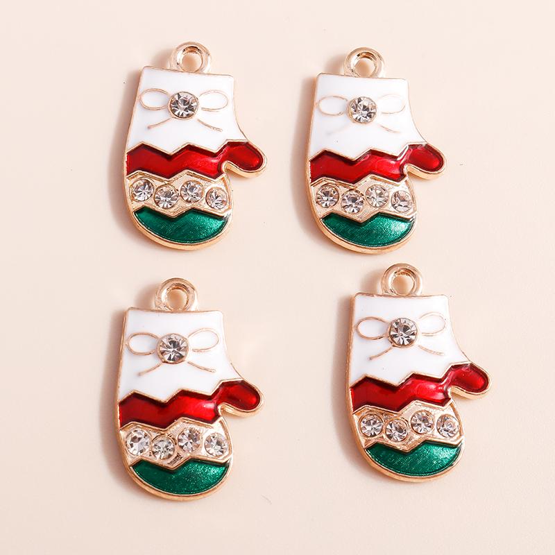 10pcs Enamel Christmas Tree Snowman Pendants Charms for Jewelry Making Earrings Necklace DIY Bracelet Accessories Supplies