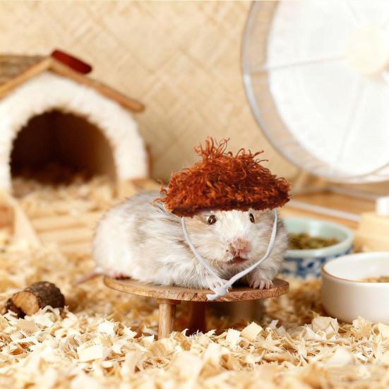 Afro-Haar Hamsterhut Kleintierhut mit verstellbarem Gummiband Lustiger Zottelhaarhut