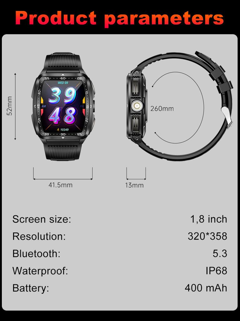 2025 For Xiaomi Outdoor Military LED Lighting Men Smartwatch Bluetooth Call IP68 Waterproof Heart Rate Sports Men Smartwatch