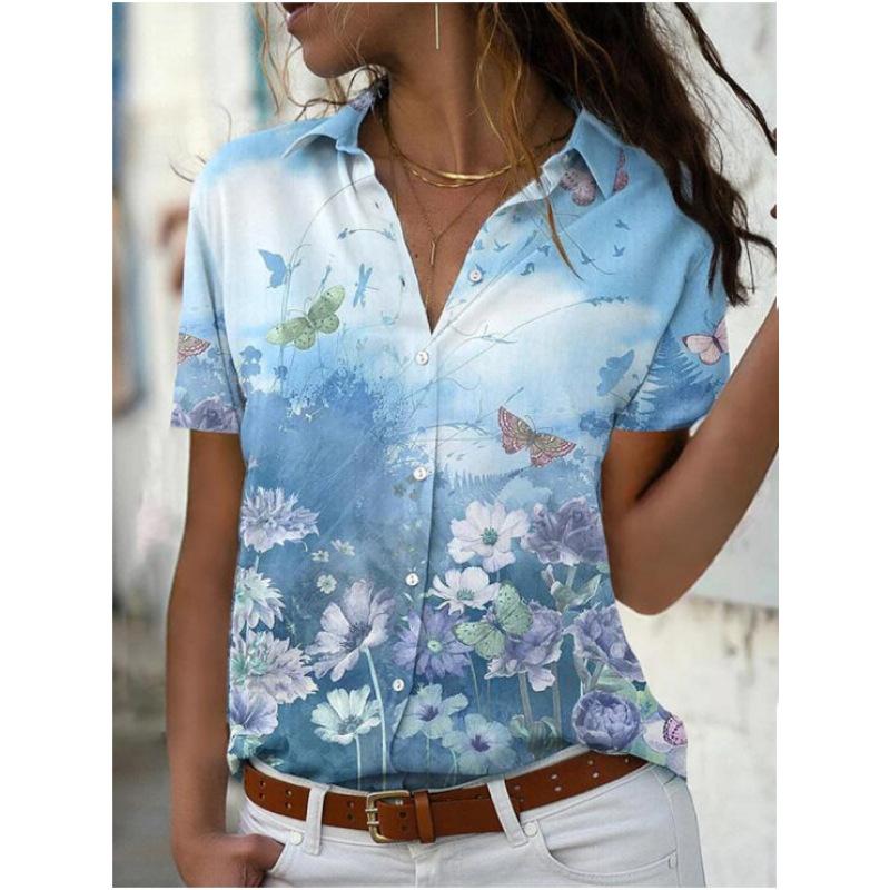 

2023 Spring/Summer Women s Shirts New Line Printed Short Sleeves