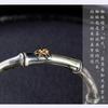 Buyee 925er Sterlingsilber Großer Herrenarmreif Kreis Elegantes Bambusgelenk Goldener Spinnennetz-Armreif für Frau Mann Mode Feiner Schmuck
