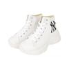 New MLB Chunky Anti Slip And Wear Resistant Breathable High Top Canvas Shoes Unisex White 32SHU1011-50I