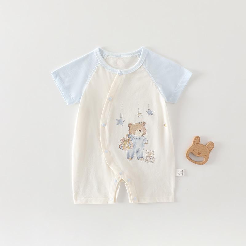 A-Class Pure Cotton Baby Romper: Summer Short Sleeve Crawling Suit for Newborn Boys & Girls