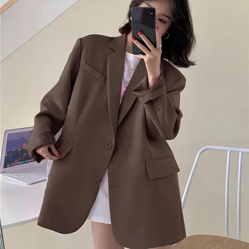 Spring Autumn Women Blazers Elegant Korean Casual Solid Suit Jacket Fashion Coats Office Lady Coat Outerwear