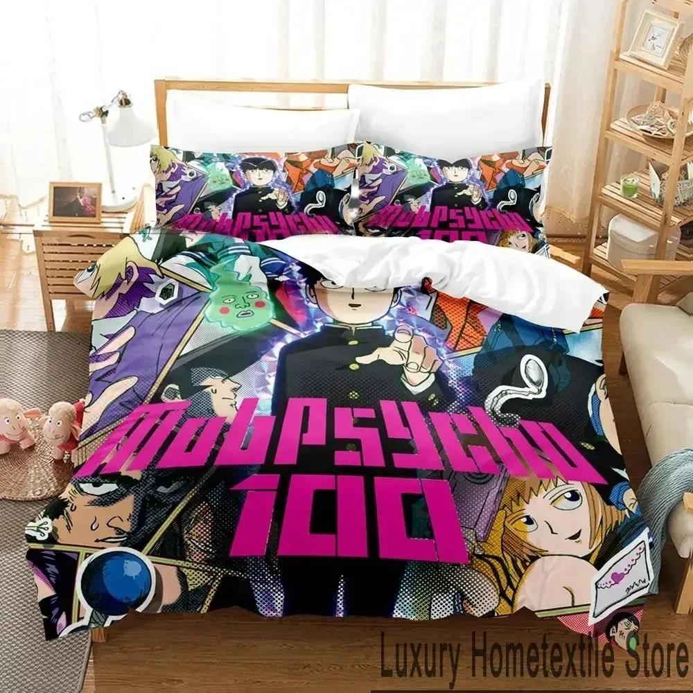 Anime Mob Psycho 100 Bedding Set Duvet Cover Pillowcase King Queen Size Boys Adult Bedroom Decor