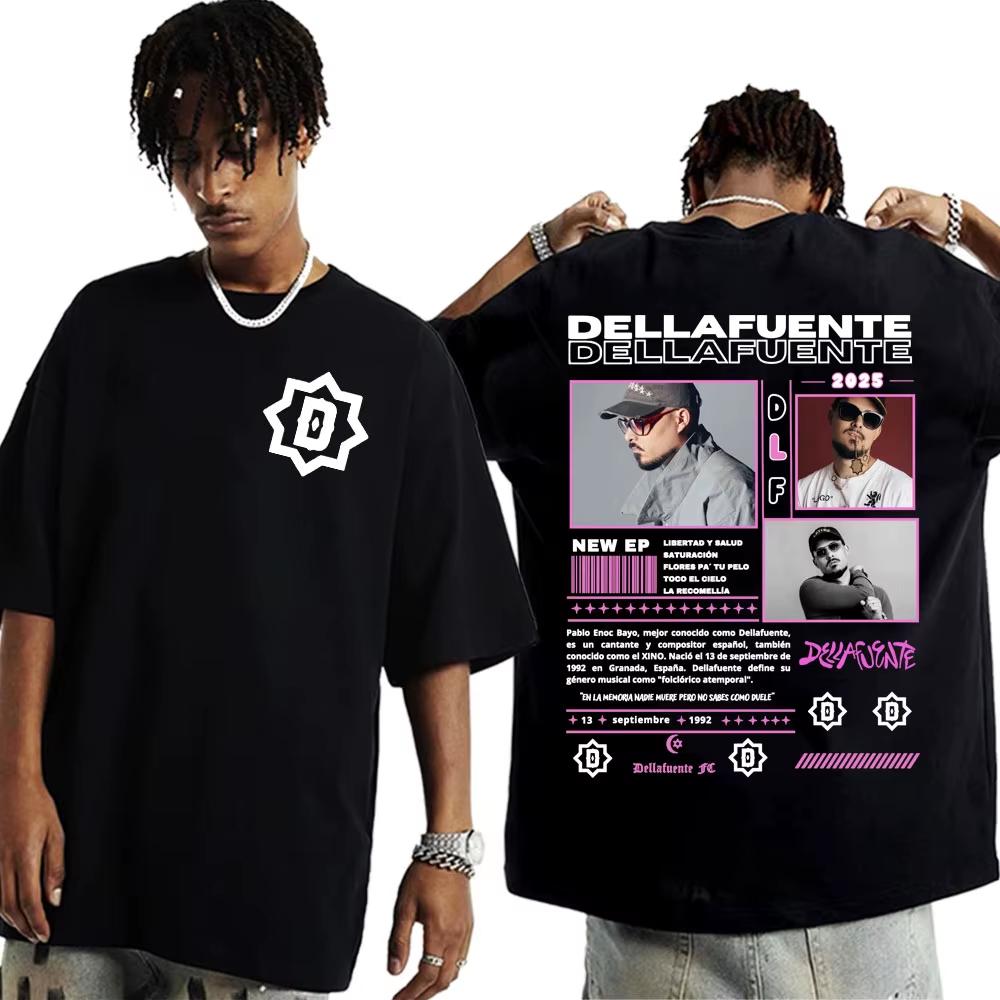 Rapper Dellafuente 2025 Tour T-Shirt Unisex Short Sleeve T-shirts  Round Neck Tee Streetwear Oversize Big Plus Size Men Clothing