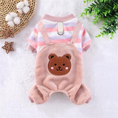 Pet Warm Thickened Flannel Four-legged Autumn and Winter Puppy Dog Cat Teddy Traction Hatless Clothing Supplies Clothing